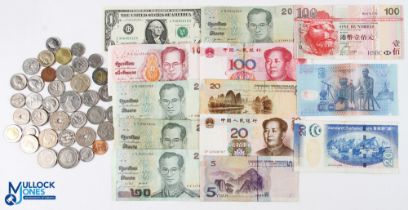 World Banknotes and Coin Collection to include banknotes of US Dollar, China Yaun, Hong Kong