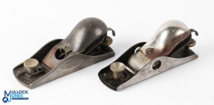 2x Early Stanley No. 18 Knuckle Joint Cap Block Plane 6.25" x 2" with 1-5/8" Cutter, a SW Sweetheart