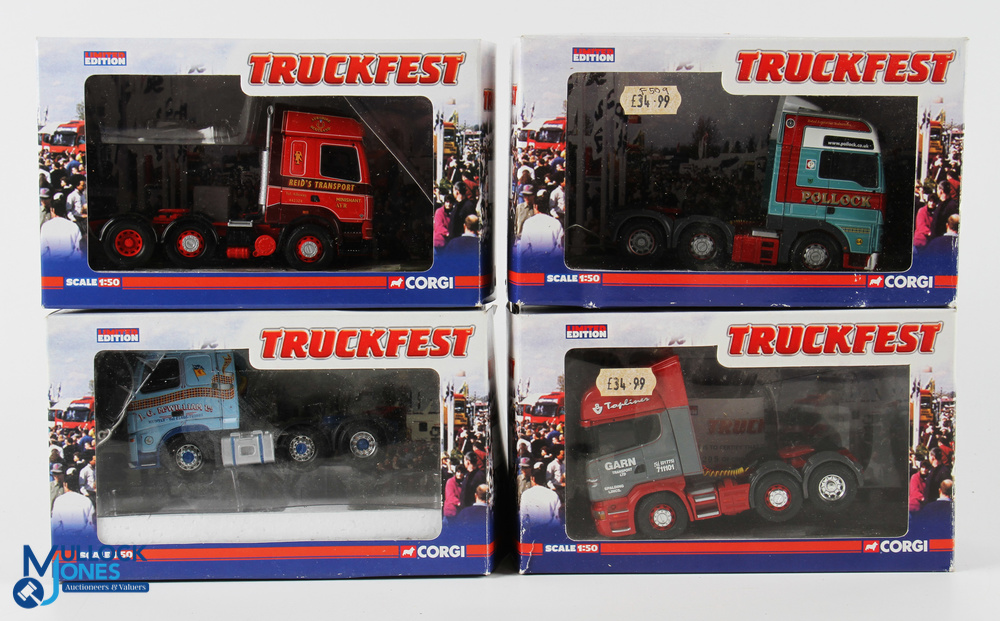 Corgi 1/50 Scale Truckfest Diecasts (4) - CC14004 Volvo FH J G McWilliam Ltd, CC13702 Scania R