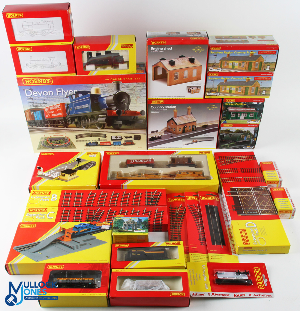 2 Boxes of Hornby OO Gauge Train Sets - Rolling Stock, Buildings, accessories, track, points to