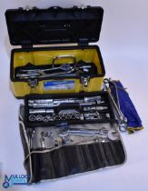 Britool Socket set, Spanners, ratchet a collection within a Silverline toolbox, with other contents