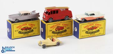 Matchbox Lesney Moko Series cars, to include 27c Cadillac Sixty Special 1960 VnMIB SPW Crimson