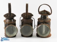 3x Railway Hand Lamps, to include a scarce SER Southern Eastern Railway 3 aspect lens and