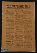 South Africa: Siege of Mafeking "The Mafeking Mail Special Siege Newspaper - Issued Daily Shells