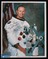 NASA - Gerald Carr - Skylab III - colour 10x8 showing him seated in space suit signed across the