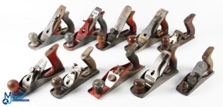 10 x Block Planes Woodworking Tools, most No.4 style plane with makes of Milbro, J Herring, Rob