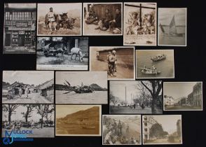 c1920-30 China Hong Kong Postcards and Photographs, to include postcards of curio shop a quiet smoke