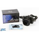 Contex SLR 35mm Aria Camera, with original box Carl Zeiss Tessar 2, 8/45 7435085 lens, Untested F-G