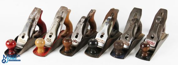 6x No.4 Style Block Planes Woodworking Tools, with makes of E P, Ross, Salmen's, GTL, Span, Acorn