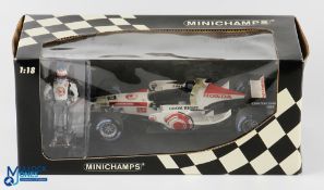 Special Edition Jenson Button 2006 Honda RA106 Minichamps Diecast Model 1:18 with Standing Figure