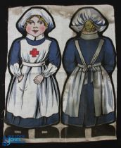 "Nurse" Childrens Rag Doll c1916- Multicoloured printed cotton cloth front and back for making up