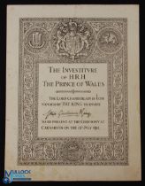 Impressive Invitation to the "Investiture of HRH The Prince of Wales- Carnarvon 1911- Certificate