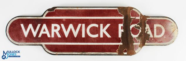 BR Toten Enamel Warwick Road Station Sign, with wear - size 26cm x 92cm