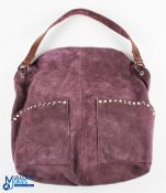 Large 16" x 16" Purple Suede Brora Shoulder Bag Tote