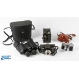 Period Cameras Binoculars, to include Six-20 Brownie D, Bencini Milano Comet II 2 127 Film Camera