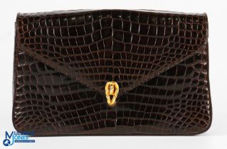 Creations D P For Harrods Crocodile Handbag, single flap with clap - size #25cm x 16cm x 6cm