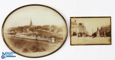 c1880 Sepia Photograph of Midland Railway Sation Chesterfield, with views of early trains,
