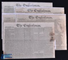 Pugilism - Bare Knuckle Fights of 1824-45 original issues of The Englishman newspaper Nov-Dec