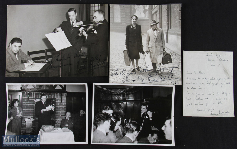 c1943 Sir John Barbirolli and Evelyn Barbirolli Signed Photographs Letter - British Oboist and