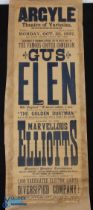 Victorian Music Hall Poster "Gus Elen" at The Theatre of Varieties in Birkenhead, October 1897- With