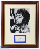 Autograph - Original John Lennon The Beatles Signature Sold at Live Aid c1985 - underneath B/W