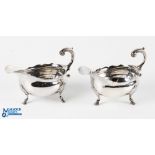 George II Pair of Hallmarked Silver Sauce Boats by William Shaw & William Priest 1755 each with