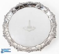 Edwardian Hallmarked Silver Waiter by George Jackson & David Fullerton London 1915 with patterned