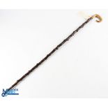 A Fine Blackthorn Walking Cane, with a horn handle, this was purchased in Scotland in 1947 #93cm