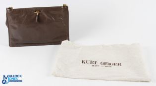 Italpel Italy Leather Clutch Handbag, in grey leather with gold fined fittings, shoulder strap