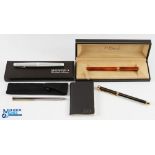 Collection of S T Dupont Pens (3) - including one with a amber style finish with 18ct gold nib