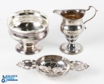 Group of Georgian Silver Items (3) - including footed bulbous bowl with vertical rim and engraved