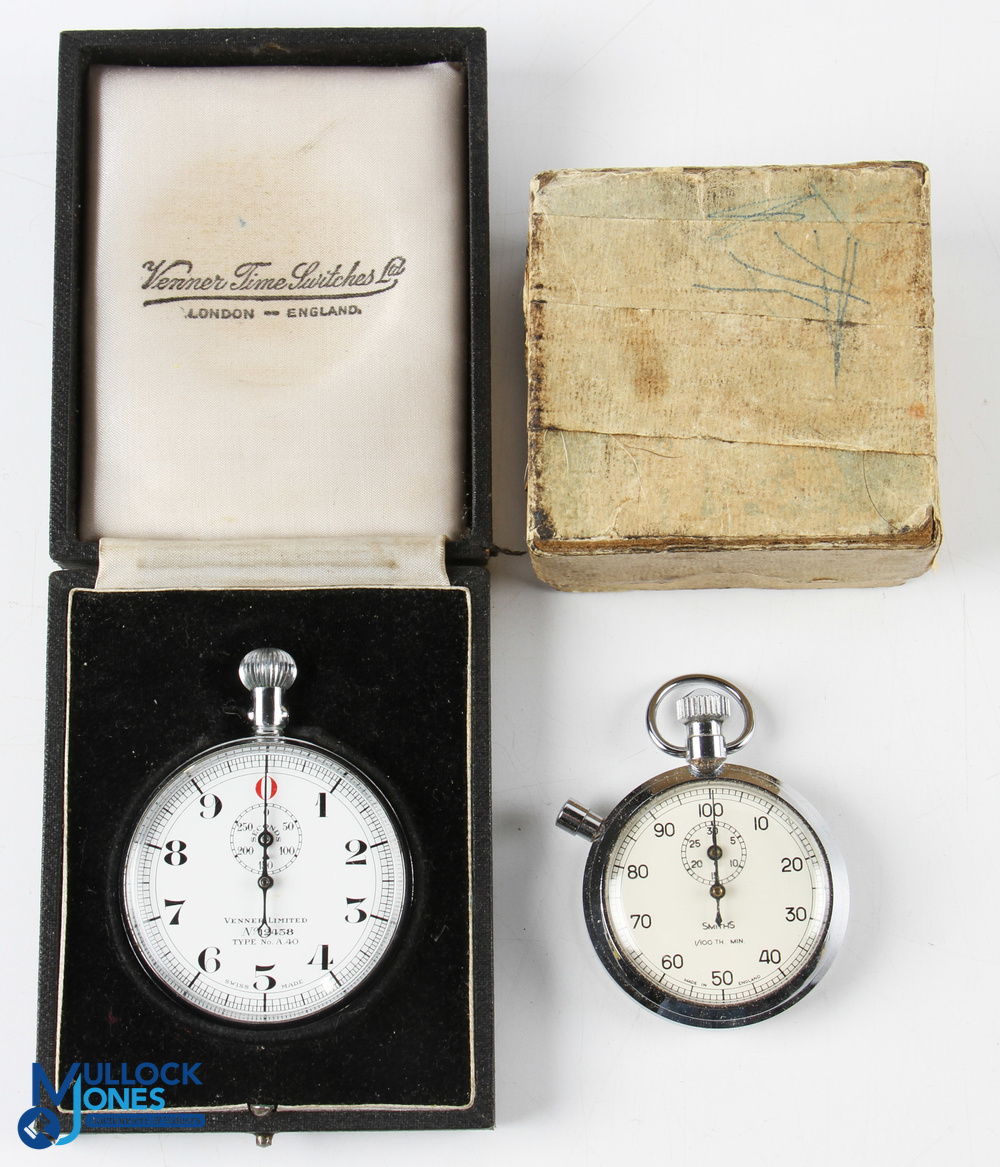 Venner Type No. A40 vintage nickel chrome stopwatch, circa 1950s - in original case, plus a Smith