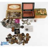 Coin Collection GB and World Coins to include silver coins of 2 holed Georgian coins 1774 1816