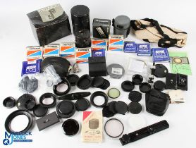 Camera Accessories, a mixed lot of lens caps, filters, mounts by Tamron to fit Contax and Praktica