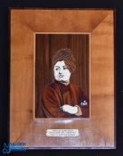 India - fine marquetry portrait of Swami Vivekanada, showing him half length with his arms folded