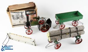 Mamod Live Steam Traction Engine TE1 in period original box, the traction engine has paint loss to