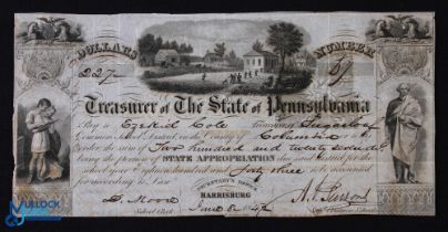 School Appropriation Fees Illustration- Jacobson in Pennsylvania, United States 1843- Fine