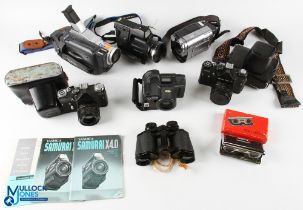 35mm Camera and Digital Video Cam collection, to include a Yashica Samurai X40, Sony Handycam,