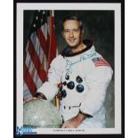 NASA - James Mcdivitt - Apollo 9 colour 10x8 showing him seated in space suit signed across the