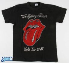 Music - 1981/82 The Rolling Stones World Tour Vintage T-Shirt in black, with 'Sportswear' labelled