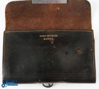 Hardy Bros Alnwick leather fly/cast wallet - 2 large bellow pockets, one with tool slots, 4 double