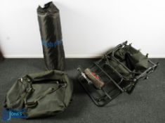 Fishing Folding Wheelbarrow, within its green holdall, plus a Catfish unhooking mat mattress roll (