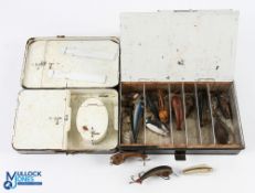 Hardy Alnwick "The Compactum" case No 1, 7 ¼" x 4 ½" x 2 1/16" Japanned tin for artificial baits and