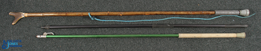 Wading Staff with Antler top and weighted end - a homemade item, plus 2 extendable landing net poles