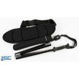 Simms folding alloy wading staff, 4 section with rubber grip, carry strap & zinger, in neoprene