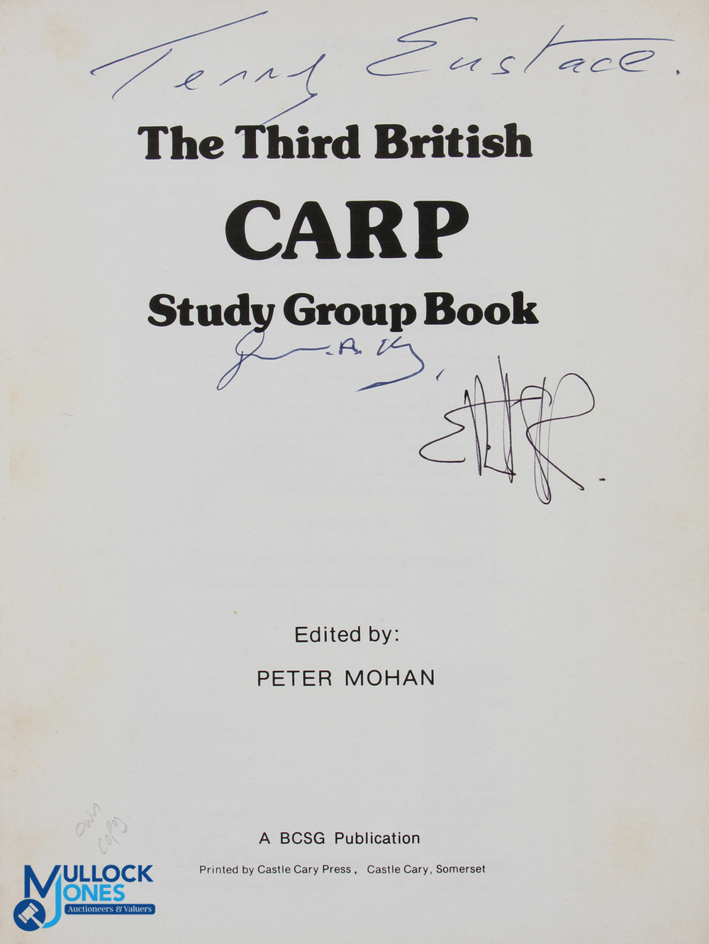 The Third British Carp Study Group Book signed copy, 1980 P/b with 3 signatures G - Image 2 of 2