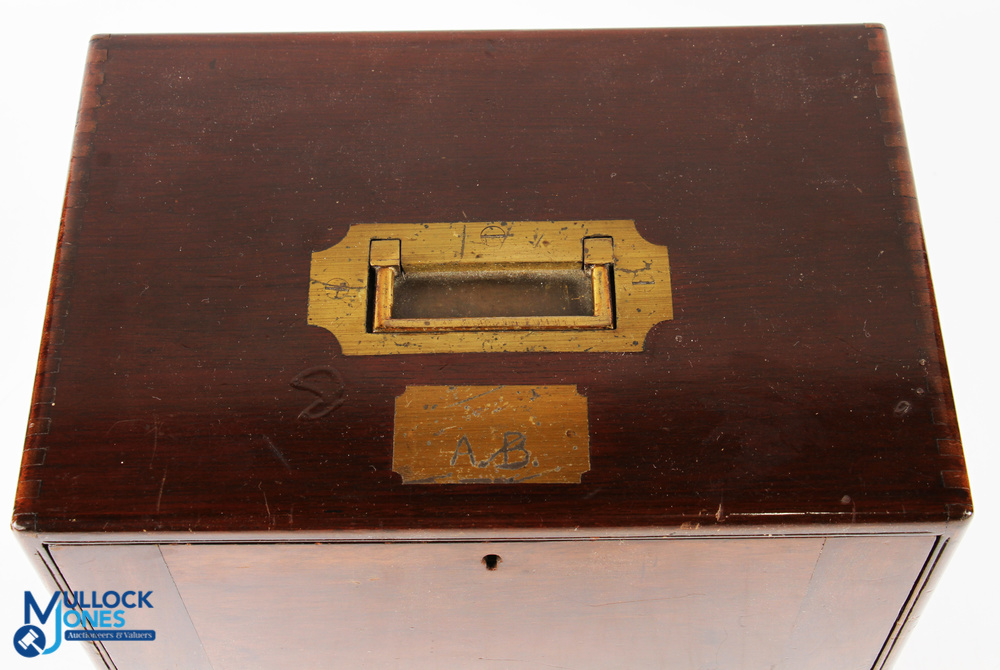 A scarce and fine Hardy "The Unique" salmon fly cabinet - mahogany rectangular cabinet with fall - Image 16 of 16