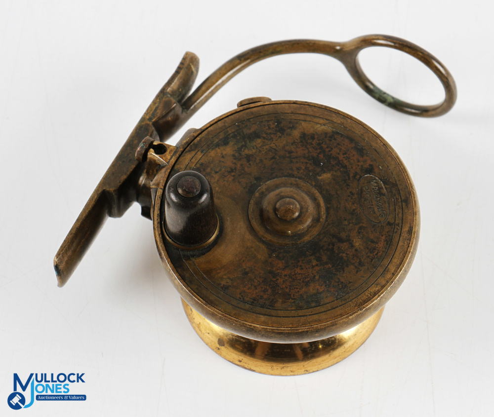 A scarce Mallock Perth patent brass side casting reel, size 2 5/8" with 2 1/8" reversable spool, - Image 2 of 3