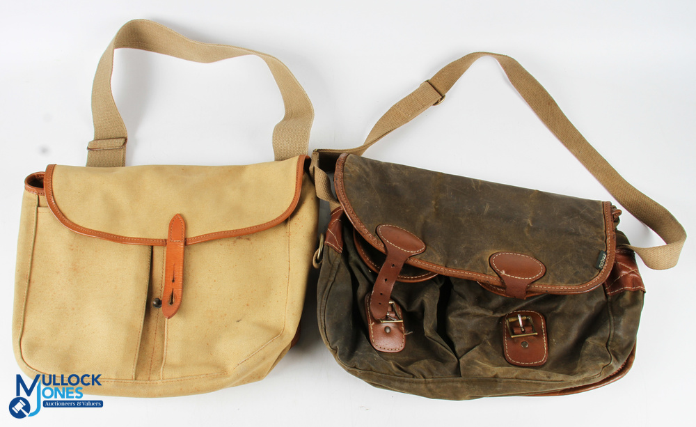 Hardy Alnwick canvas and leather shoulder bag 12" x 11", large pocket with liner and two front