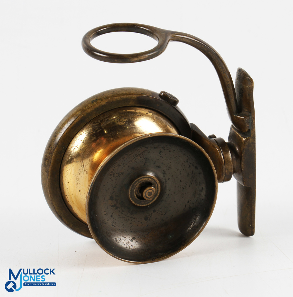 A scarce Mallock Perth patent brass side casting reel, size 2 5/8" with 2 1/8" reversable spool, - Image 3 of 3